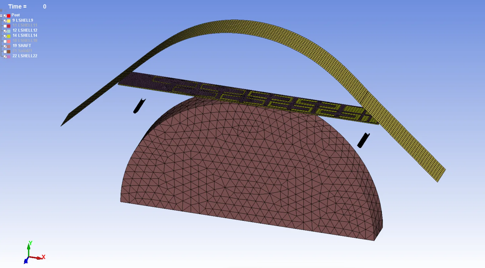 Simulation model of a MITIS gas foil bearing structure